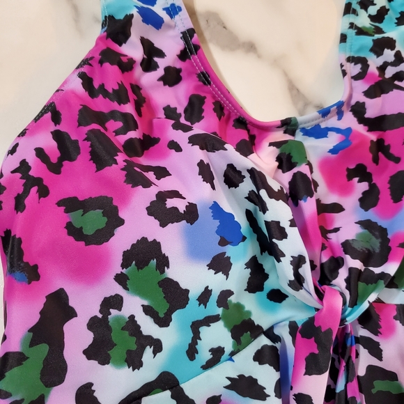 Multi-Colored Leopard Print Halter Top Swimsuit size XL - Picture 8 of 16